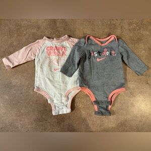 Nike -2 Pack Infant Long Sleeve Pink and Gray Bodysuit Collection, Size 6M